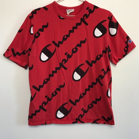 champion shirt red and black